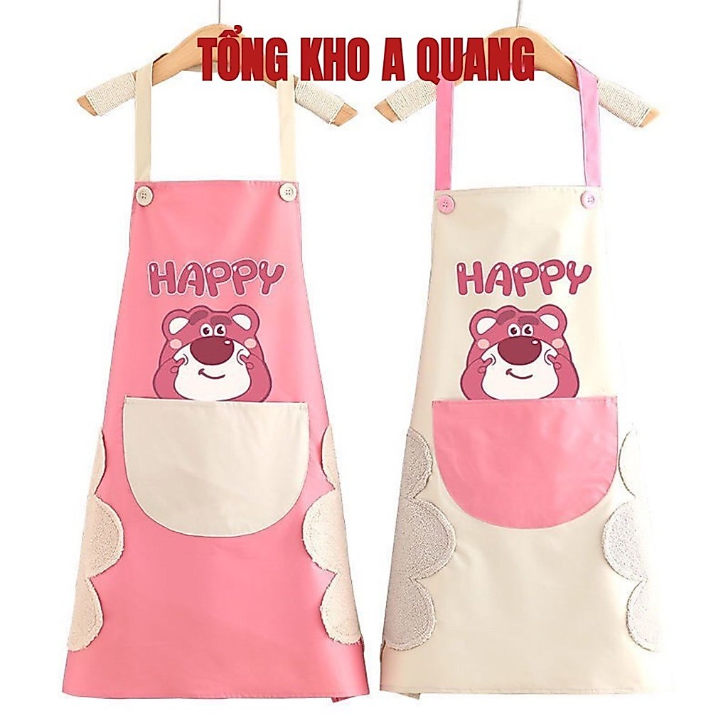 Tạp dề hình gấu dâu tây Lotso Dễ Thương chống thấm nước