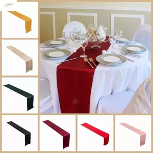 ZENZON Satin Table Runner, 275CM Vỏ Bàn Màu Trơn, Cung Cấp Tiệc Dài Khăn Trải Bàn Mịn Trang Trí Bàn
