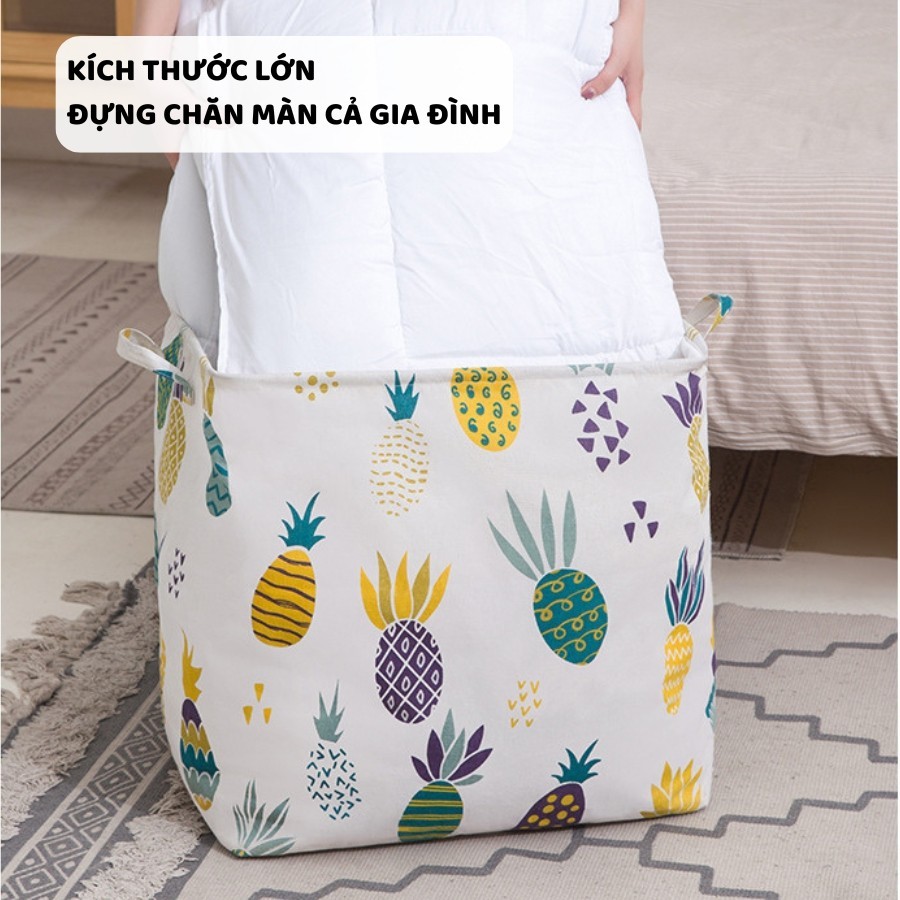 Giỏ Vải Đựng Quần Áo Cỡ Lớn ENODA HOME, Túi Vải Gấp Gọn Đựng Chăn Màn Có Dây Rút Chống Bụi Chống Ẩm TV001