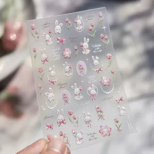 Dễ Thương Thỏ Tulip Dễ Thương Làm Móng Tay Miếng Dán Cô Gái Ngọt Ngào Series Vỏ Ánh Sáng Mùa Xuân Mềm Mại Thỏ Dễ Thương Miếng Dán Vỏ Ánh Sáng