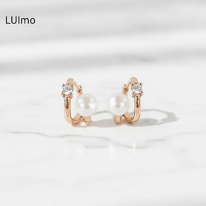 LUImo Dainty Nhỏ Zircon Giả Ngọc Trai Bông Tai Thiết Kế Hai Lớp Thời Trang Đa Năng Trang Sức Cho Nữ Du Lịch Hàng Ngày Mặc SBS
