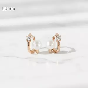 LUImo Dainty Nhỏ Zircon Giả Ngọc Trai Bông Tai Thiết Kế Hai Lớp Thời Trang Đa Năng Trang Sức Cho Nữ Du Lịch Hàng Ngày Mặc SBS