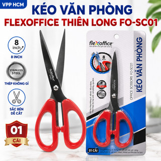 Kéo Văn Phòng Flexoffice Thiên Long FO-SC01 - Kéo Cắt Giấy Lưỡi Thép Không Gỉ Sắc Bén, Cao Cấp