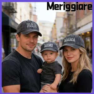 Mũ bóng chày MERIGGIARE dành cho cha mẹ và con cái, Mũ thêu Cotton có thể điều chỉnh DAD MAMA MINI, Mũ chống nắng ngoài trời thoáng khí thời trang cổ điển