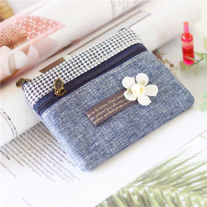 Màu Trơn Vải Lanh Cotton Dây Kéo Đôi Ví Đựng Tiền Xu Túi Bé Gái Thiết Thực Túi Nhỏ Đa Năng Túi Trong Túi