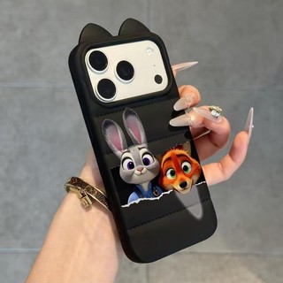 Ốp lưng tai mèo áo lông vũ Zootopia Judy Nick rách giấy chống sốc dễ thương hot cặp iPhone 16/17/15/14/13/12/11/X/XS Max