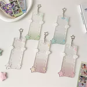 HFTOY Ngôi Sao Dễ Thương Bốn Phần Photocard Giá Đỡ Thẻ Acrylic Hình Thần Tượng Bảo Quản Thẻ Hiển Thị Bảo Vệ Mặt Dây Chuyền DIY Trang Trí Quà Tặng ~