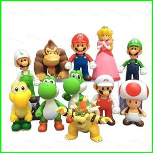 PS1 Super Mario Bros PVC Hình Đồ Chơi Mario Luigi Wario Yoshi Đào cóc Donkey Kong Bowser Boo Goomba 20 Loại 7 ~ 14cm S