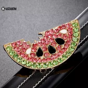 KUZHEN Thời Trang Pha Lê Dưa Hấu Trâm Cài Cổ Huy Hiệu Xòe Trang Sức Phụ Kiện HOT