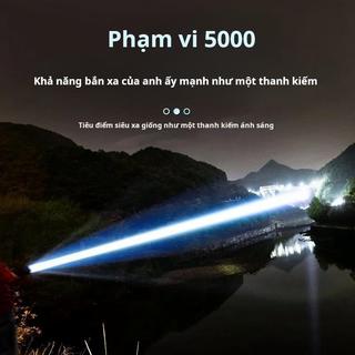 Đèn pin zoom siêu sáng 4 màu, chống nước, có thể dùng làm nguồn điện di động, sạc qua cổng USB và năng lượng mặt trời.