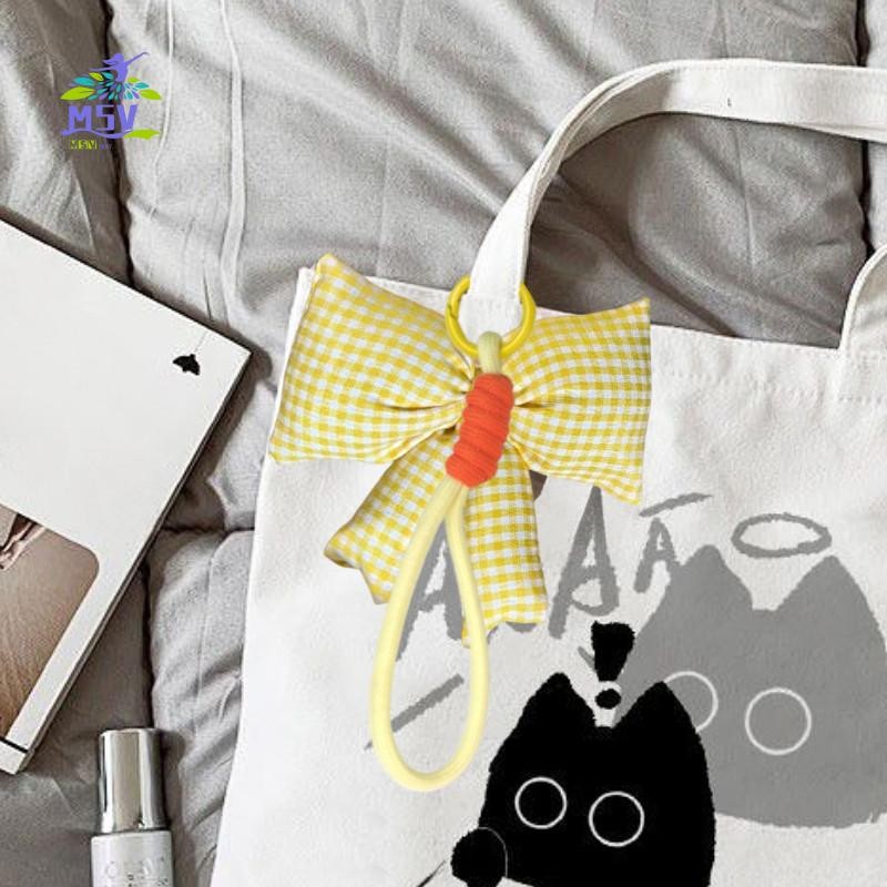 Mặt dây chuyền túi móc khóa nơ màu kẹo - Móc khóa Cotton mềm cho phụ kiện ba lô