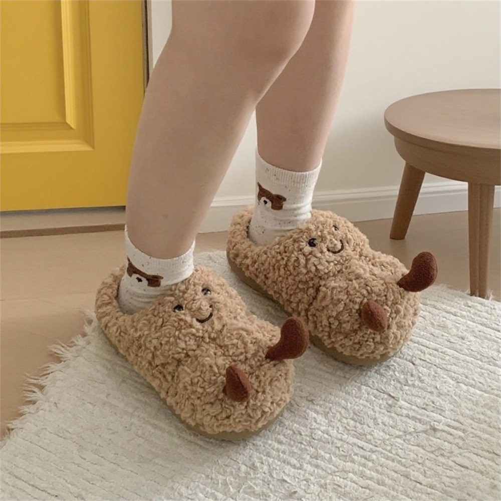 XIXITIAO Dép Cotton Ấm Áp Sang Trọng Sáng Tạo Nữ Sinh Mùa Đông Trong Nhà Nội Thất Nhà