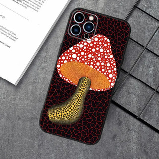 Ốp điện thoại TP-1 Art YAYOI KUSAMA cho Apple iPhone 17,15,14,13,12,11, XS, XR, X, 8,7, Pro, Max, Plus, Vỏ đen silicon mini