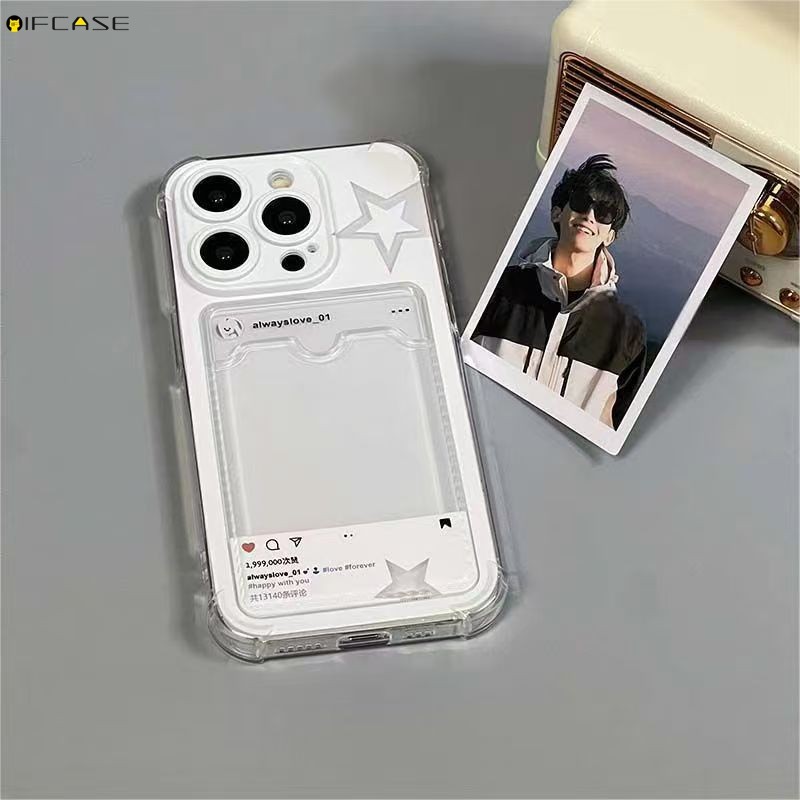 Dành Cho Xiaomi 14T 14 13T 13 12T 12 12X 12S Pro Ultra Mi 11 Lite Poco C75 C65 C40 C31 Ốp Điện Thoại Ngôi Sao Trắng Dễ Thương Đựng Thẻ Tin Nhắn Ví Gói Thẻ Kẹp Khe Cắm Vỏ Bao Da