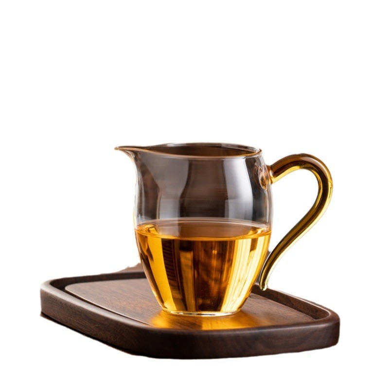 Cốc Hội chợ Thủy Tinh Lớn Cao Borosilicate Dày Trà Thủy Tinh Biển Trong Suốt Chịu Nhiệt Độ Cao Trà Trà Hộp Đựng Trà Kung Fu Bộ 2XBS