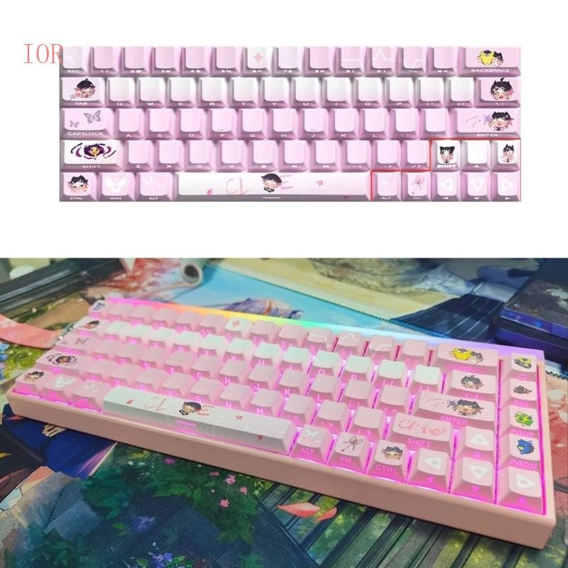 IOR Keycaps 64 74Key Side In Backlit Keycap Set Clove Pink Theme Dye Thăng hoa cho 60 61 63 64 65 67 68 Bàn phím