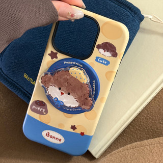 [Sheren] Ốp Điện Thoại Giá Đỡ Phô Mai Puppy Thích Hợp Cho i16 15 14 13 12 11 pro max Vỏ Bảo Vệ Chống Sốc