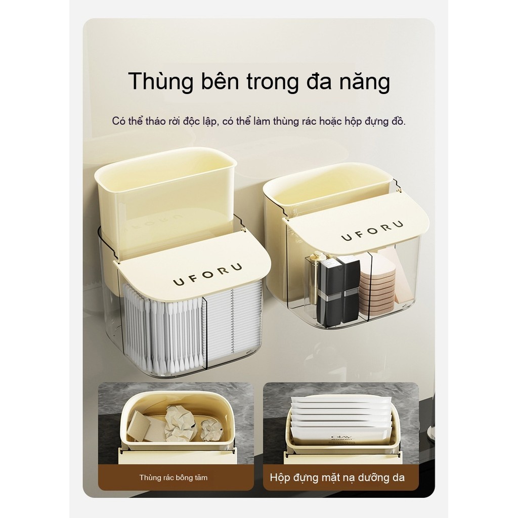 Hộp đựng bông tẩy trang đa chức năng chống bụi, có nắp ngăn thoáng khí có thể giữ tăm bông