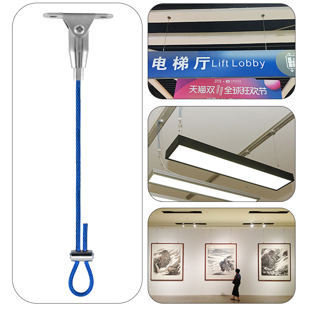 Bộ treo dây thép tráng PVC có thể điều chỉnh 180 ° Hệ thống treo di động 0,5-5M Đèn chiếu sáng bảng hiệu treo cây trong chậu