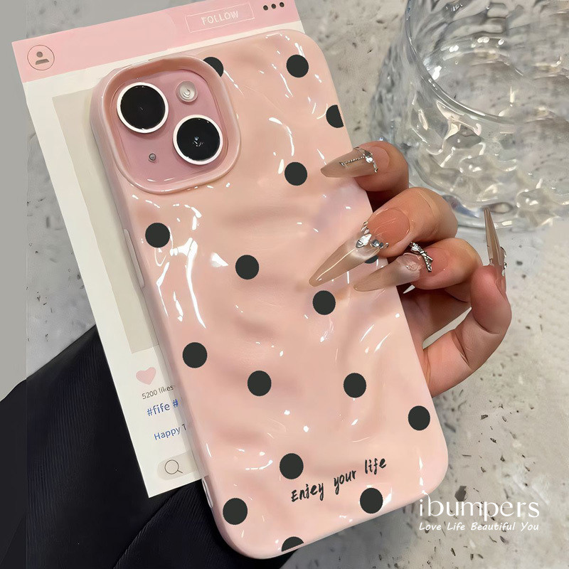 Ibumpers Vibrant Chấm Bi Họa Tiết Meteorite Ốp lưng iPhone 11 12 13 14 15 16 Pro Max Mỏng Silicon Ốp Lưng Mềm Chống Sốc