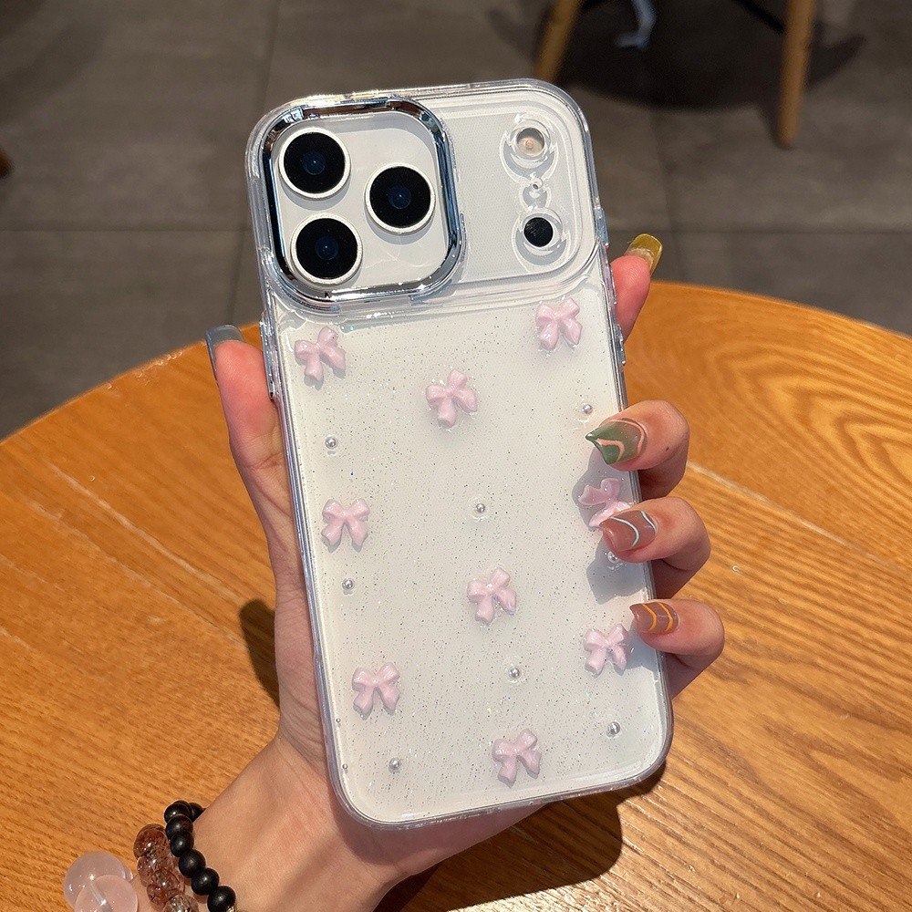 Ốp Điện Thoại Nơ Màu Hồng 3D Cho iPhone 17ProMax 16 15 14 13 12 11 Vỏ Bảo Vệ Chống Sốc