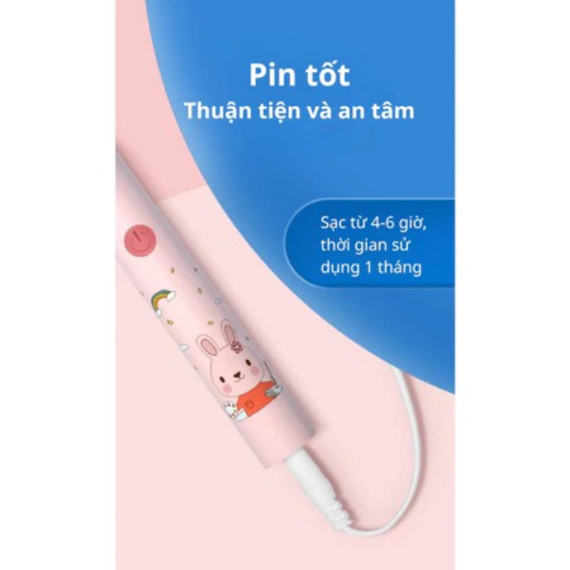 Bàn Chải Điện Cho Bé HOKU 5 Chế Độ Sóng Âm – Lông Siêu Mềm, Chải Tự Động An Toàn, Tặng Hộp Tăm Chỉ
