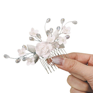 Trang sức tóc bằng hợp kim handmade màu trắng, lược tóc để trang trí đầu cho lễ hội và tiệc cưới