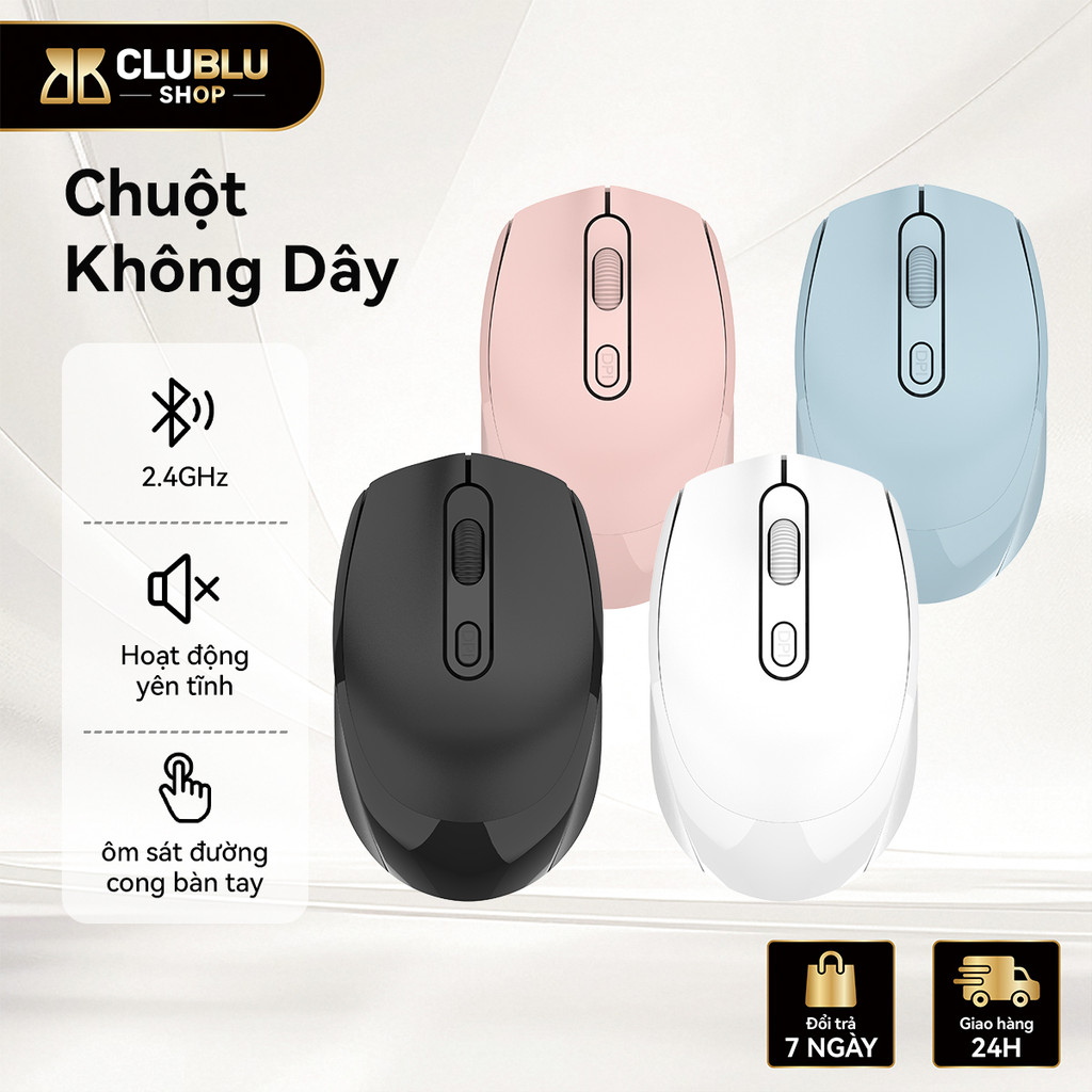 CLUBLU Chuột Không Dây 2.4G Cho Laptop PC B60 Macaron Nút Ấn Tĩnh Âm Không Văn Phòng Sinh Viên Cute