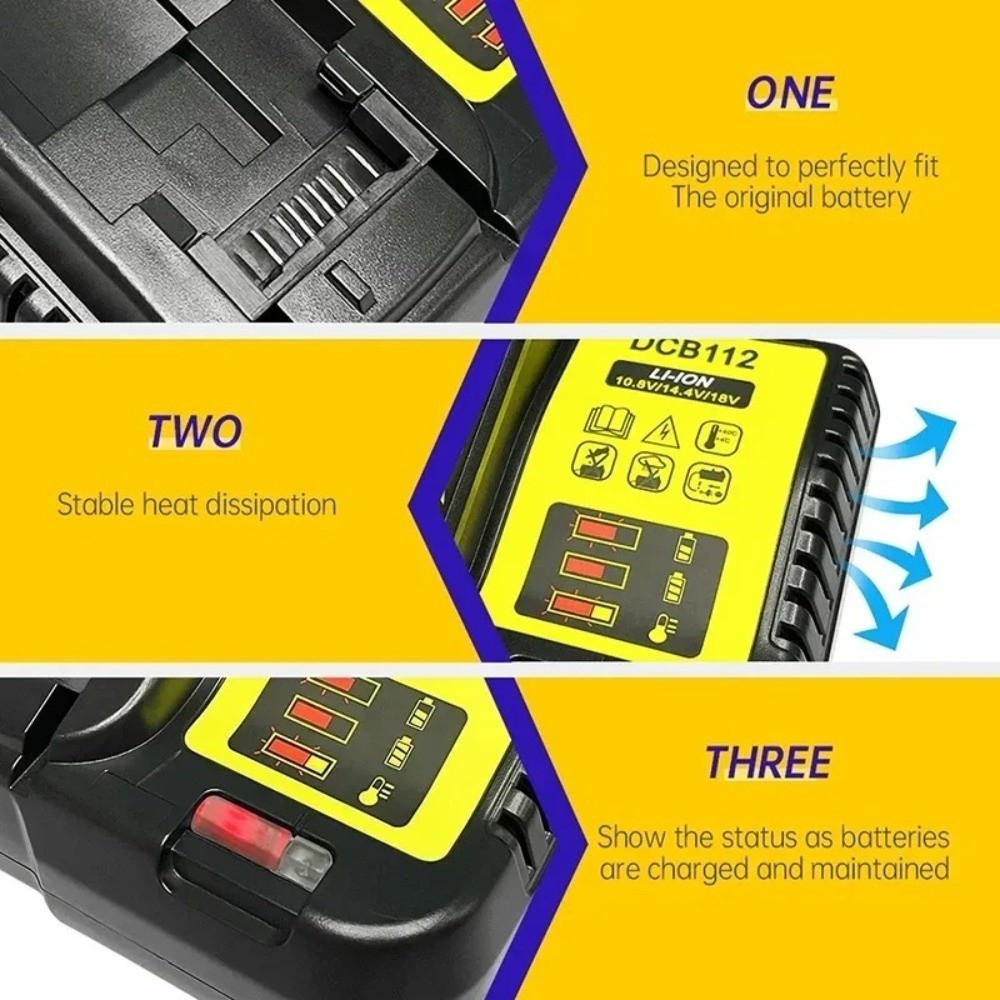 Bộ sạc pin Lithium FANIELLAPOWELL, Bộ chuyển đổi pin đế bằng nhựa, Bộ chuyển đổi công cụ nguồn DCB112 18V 20V cho pin DeWalt Đế sạc nhanh Repalce