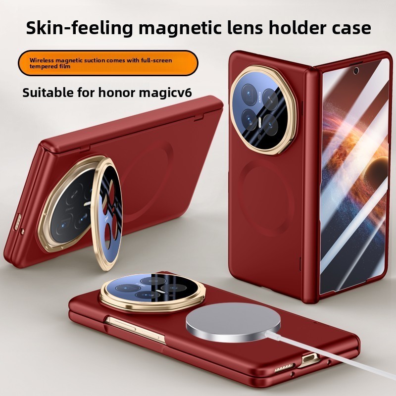 Vỏ Bảo Vệ Toàn Diện Cho Honor Magic V6 Magic V5 Vòng Từ Tính Với Riêng Tư Kính Cường Lực Flim Lò Xo Bản Lề Giá Đỡ Camera