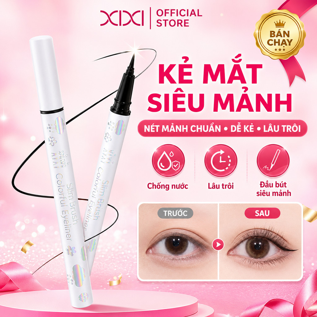 Xixi Kẻ Mắt Nước Nét Mảnh Lên Màu Đậm Chuẩn Không Lem Trôi Dễ Dùng Tạo Đường Viền Tự Nhiên D264