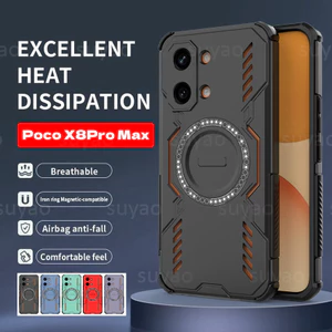 Dành Cho Xiaomi Poco X8 Pro Max ProMax 2026 Armor Vỏ Điện Thoại Hấp Dẫn Vòng Tản Nhiệt Vỏ PocoX8ProMax PocoX8Pro X 8 Ống Kính Bảo Vệ Chống Sốc Từ Tính Ốp Lưng Cứng