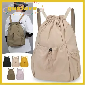 Ba lô dây rút GUSTAVA, Ba lô có thể gập lại nhẹ bằng Nylon, Ba lô dây rút màu trơn giải trí Ba lô thông thường Đi bộ đường dài Du lịch Cắm trại Đi xe đạp Unisex