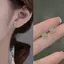 E-WOITD Phong Cách Trung Hoa Retro Giả Ngọc Bông Tai Nhỏ Dành Cho Nữ Tinh Tế Màu Xanh Tròn Hạt Bông Tai Trang Sức Thanh Lịch Quà Tặng E-WOITD