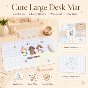 Thảm lót bàn hoạt hình dễ thương 35x80cm chống nước dễ lau da PVC lót chuột lớn cho bàn học văn phòng ký túc trẻ em