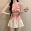 Áo Vest không tay hoa ba chiều phong cách mới dệt kim xẻ li Hot Girl Áo eo hẹp ngọt ngào