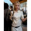 Mùa hè cao cấp Sense Slim-fit Retro Acetate Cổ búp bê Áo sơ mi nữ Áo sơ mi nữ một dây sang trọng
