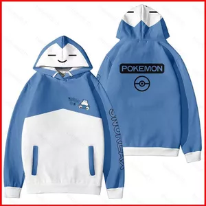 BH2 Pokemon Snorlax Áo Dài Tay Anime Unisex Cosplay 3D Áo Thời Trang Top Chui Đầu Oversize HB2