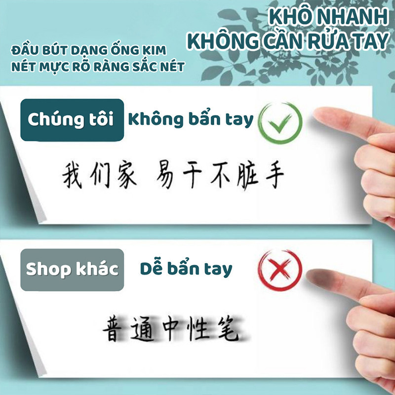 Bút gel ngòi 0.5mm đầu kim mực đen xanh đỏ nhanh khô học sinh ghi chép văn phòng tiện dụng hot