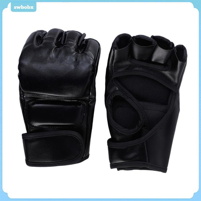 Găng tay tập đấm bốc Da PU Mở lòng bàn tay Găng tay thoáng khí cho MMA Kickboxing Tập thể dục Tập thể dục