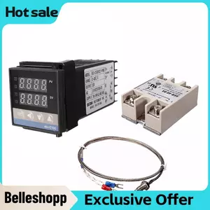 Belleshopp Belleshopp Bộ điều khiển PID kỹ thuật số chung với hệ thống điều khiển nhiệt độ SSR 40A REX C100 để ép đùn nhựa