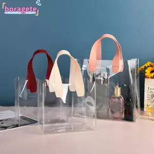Túi Tote BORAGETE, Túi mua sắm trong suốt PVC trong suốt, Túi đựng đồ chống nước có tay cầm dung tích lớn