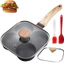 Chảo Omelette Bốn Lỗ Có Nắp Chảo Chống Dính Hộ Gia Đình Ăn Sáng Chảo Đá Y Tế Chảo Chiên Mini Burger Pan 9ZEE