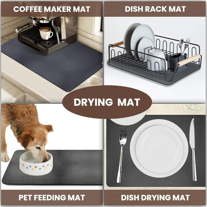 Thảm cà phê thấm khô nhanh / Thảm sấy bát đĩa chống trượt nhà bếp / Bộ đồ ăn để bàn Tấm thoát nước
