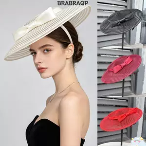 Mũ BRARAA Kentucky, Máy ép vành rộng thanh lịch thoáng khí, Xu hướng băng đô phong cách chống nắng lưới Fascinator dành cho nữ