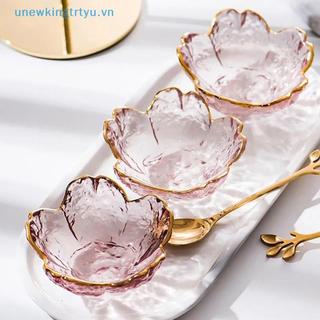 Unewtyu Đĩa Thủy Tinh Nhỏ Phong Cách Nhật Bản Vàng Inlay Thủy Tinh Bát Mini Kem Trái Cây Sala VN