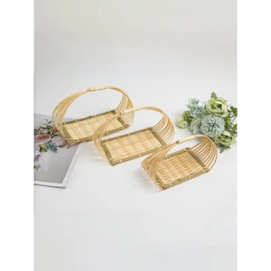 🔥có hàng sẵn🔥đựng đồ ăn đựng hoa quả mẹt chụp ảnh flatlay Trung Quốc Handmade Tre Dệt Giỏ Nhỏ Tre Cắt Nhỏ Trái Cây Di Động Tre Giỏ Trà Ăn Nhẹ Bánh Ngọt Khay Ăn Nhẹ Vị Trí Đĩa