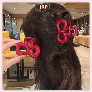 JRP 2 Cái / bộ Vintage Xanh Chấm Bi Đỏ Nơ Tóc Cá Mập Móng Vuốt Kẹp Tóc Barrette Hàn Quốc Mũ Phụ Kiện Cho Nữ JRP