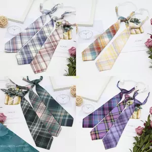 Flgo Lười JK Thắt Lưng Skinny Cổ Dây Buộc Kẻ Sọc Đồng Phục Học Sinh Cosplay Slim