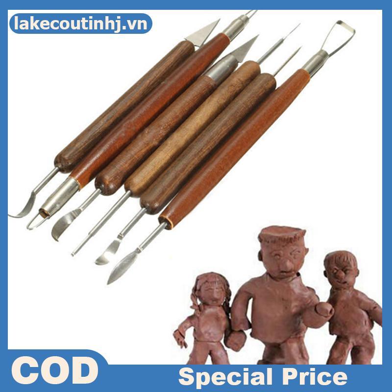 Lu 6 Chiếc Đất Sét Điêu Khắc Sáp Khắc Đồ Gốm DIY Dụng Cụ Shapers Polymer Mô Hình Quà Tặng tinhj